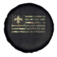Scout Law Values Spare Tire Cover American Camo Flag Retro Vintage