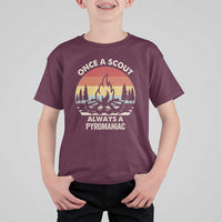 Funny Scout T Shirt For Kid Once A Scout Always A Pyromaniac Adventure Retro