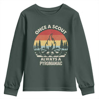 Funny Scout Youth Sweatshirt Once A Scout Always A Pyromaniac Adventure Retro