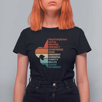 Retro Scout Law Values T Shirt For Women Vintage Fleur-de-Lis