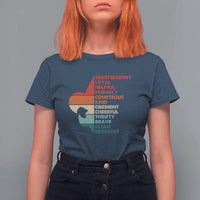 Retro Scout Law Values T Shirt For Women Vintage Fleur-de-Lis