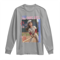 Hit The Dang Ball Funny Doll Baseball Graphic Long Sleeve Shirt Sassy Sports Fan Gift