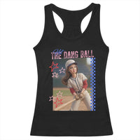 Hit The Dang Ball Funny Doll Baseball Graphic Racerback Tank Top Sassy Sports Fan Gift