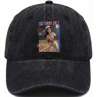 Hit The Dang Ball Funny Doll Baseball Graphic Washed Cotton Baseball Cap Sassy Sports Fan Gift