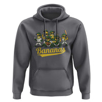 Cool Bananas Squad Playing Baseball Graphic Hoodie for Sports Fans Entertainment