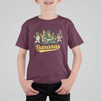 Cool Bananas Squad Playing Baseball Graphic T Shirt For Kid for Sports Fans Entertainment