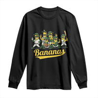 Cool Bananas Squad Playing Baseball Graphic Long Sleeve Shirt for Sports Fans Entertainment