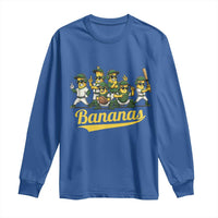 Cool Bananas Squad Playing Baseball Graphic Long Sleeve Shirt for Sports Fans Entertainment