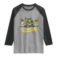 Cool Bananas Squad Playing Baseball Graphic Raglan Shirt for Sports Fans Entertainment