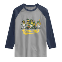 Cool Bananas Squad Playing Baseball Graphic Raglan Shirt for Sports Fans Entertainment