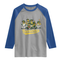 Cool Bananas Squad Playing Baseball Graphic Raglan Shirt for Sports Fans Entertainment