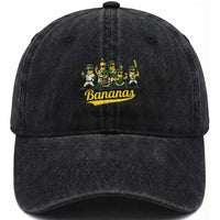 Cool Bananas Squad Playing Baseball Graphic Washed Cotton Baseball Cap for Sports Fans Entertainment