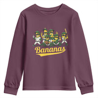 Cool Bananas Squad Playing Baseball Graphic Youth Sweatshirt for Sports Fans Entertainment
