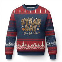 Groovy Leopard STAAR Day Ugly Christmas Sweater You Got This Motivational Teacher Sayings
