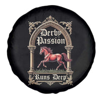 Derby Passion Runs Deep Elegant Horse Racing Spare Tire Cover Vintage Gothic Arch Equestrian Thoroughbred Lover