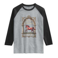 Derby Passion Runs Deep Elegant Horse Racing Raglan Shirt Vintage Gothic Arch Equestrian Thoroughbred Lover