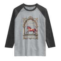 Derby Passion Runs Deep Elegant Horse Racing Raglan Shirt Vintage Gothic Arch Equestrian Thoroughbred Lover