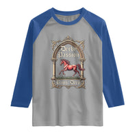 Derby Passion Runs Deep Elegant Horse Racing Raglan Shirt Vintage Gothic Arch Equestrian Thoroughbred Lover