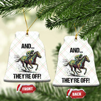 And They’re Off Colorful Horse Racing Sketch Ceramic Ornament Jockey and Thoroughbred Sprinting Race Day