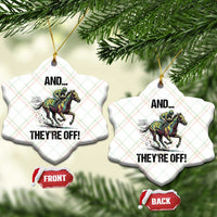 And They’re Off Colorful Horse Racing Sketch Ceramic Ornament Jockey and Thoroughbred Sprinting Race Day