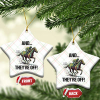And They’re Off Colorful Horse Racing Sketch Ceramic Ornament Jockey and Thoroughbred Sprinting Race Day
