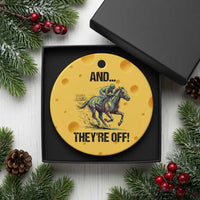 And They’re Off Colorful Horse Racing Sketch Ceramic Ornament Jockey and Thoroughbred Sprinting Race Day