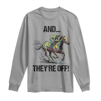And They’re Off Colorful Horse Racing Sketch Long Sleeve Shirt Jockey and Thoroughbred Sprinting Race Day