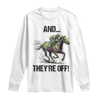 And They’re Off Colorful Horse Racing Sketch Long Sleeve Shirt Jockey and Thoroughbred Sprinting Race Day