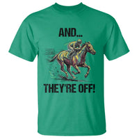And They’re Off Colorful Horse Racing Sketch T Shirt Jockey and Thoroughbred Sprinting Race Day