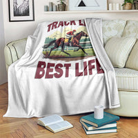 Track Life Best Life Horse Racing Enthusiast Throw Blanket Retro Jockey and Racehorse Trackside Southern Equestrian