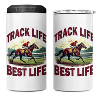 Track Life Best Life Horse Racing Enthusiast 4 in 1 Can Cooler Tumbler Retro Jockey and Racehorse Trackside Southern Equestrian