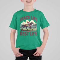 Track Life Best Life Horse Racing Enthusiast T Shirt For Kid Retro Jockey and Racehorse Trackside Southern Equestrian