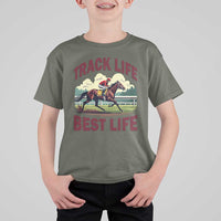 Track Life Best Life Horse Racing Enthusiast T Shirt For Kid Retro Jockey and Racehorse Trackside Southern Equestrian