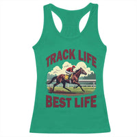 Track Life Best Life Horse Racing Enthusiast Racerback Tank Top Retro Jockey and Racehorse Trackside Southern Equestrian
