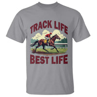 Track Life Best Life Horse Racing Enthusiast T Shirt Retro Jockey and Racehorse Trackside Southern Equestrian