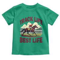 Track Life Best Life Horse Racing Enthusiast Toddler T Shirt Retro Jockey and Racehorse Trackside Southern Equestrian