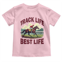 Track Life Best Life Horse Racing Enthusiast Toddler T Shirt Retro Jockey and Racehorse Trackside Southern Equestrian