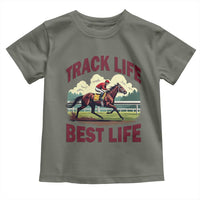 Track Life Best Life Horse Racing Enthusiast Toddler T Shirt Retro Jockey and Racehorse Trackside Southern Equestrian