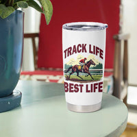 Track Life Best Life Horse Racing Enthusiast Tumbler Cup Retro Jockey and Racehorse Trackside Southern Equestrian