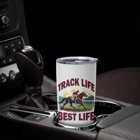 Track Life Best Life Horse Racing Enthusiast Tumbler Cup Retro Jockey and Racehorse Trackside Southern Equestrian