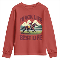 Track Life Best Life Horse Racing Enthusiast Youth Sweatshirt Retro Jockey and Racehorse Trackside Southern Equestrian