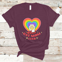 Cat Mom T Shirt Best Cat Mom Ever Cat Lover Owner Cute Rainbow Cat Paw Print - Wonder Print Shop