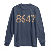 86 47 Seashell Beach Walk Graphic Long Sleeve Shirt Subtle Coastal Summer Political Satire