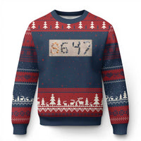 86 47 Seashell Beach Sand Graphic Ugly Christmas Sweater Subtle Coastal Summer Political Satire