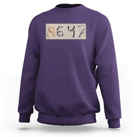 86 47 Seashell Beach Sand Graphic Sweatshirt Subtle Coastal Summer Political Satire