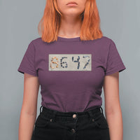 86 47 Seashell Beach Sand Graphic T Shirt For Women Subtle Coastal Summer Political Satire