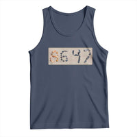 86 47 Seashell Beach Sand Graphic Tank Top Subtle Coastal Summer Political Satire