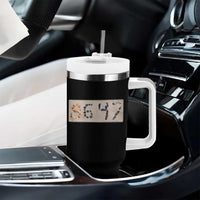 86 47 Seashell Beach Sand Graphic Tumbler With Handle Subtle Coastal Summer Political Satire