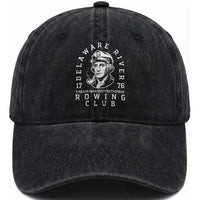 Delaware River Rowing Club 1776 Vintage Funny Patriotic Washed Cotton Baseball Cap George Washington Tired of Taxation Try Treason