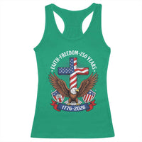 Faith Freedom 250 Years Patriotic Eagle Racerback Tank Top USA Flag Christian Cross 1776 to 2026 Semiquincentennial